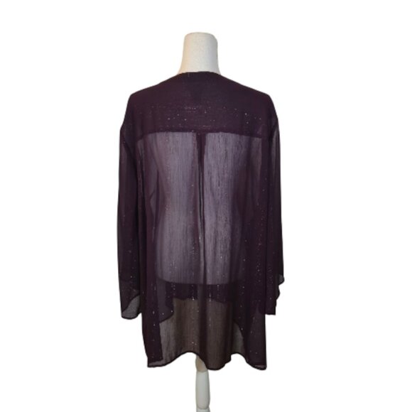 Maggie Barnes for Catherines Purple Sheer Top Size 3X Metallic Threading - Picture 2 of 8